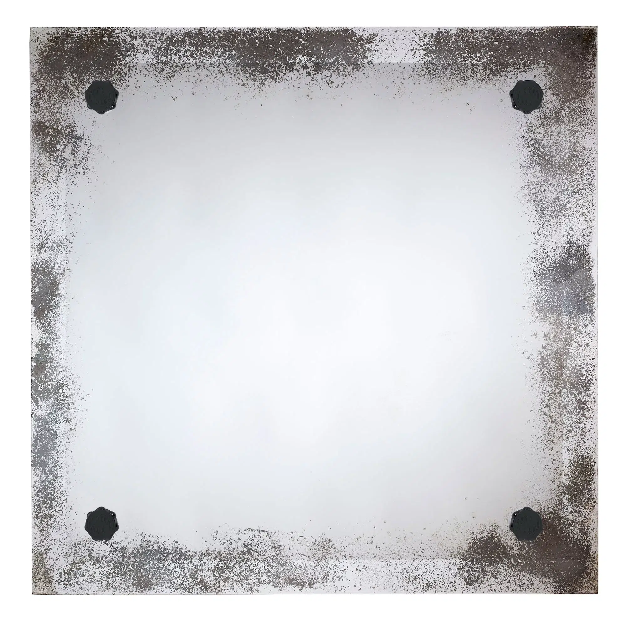 Antiqued Black Bordered Beveled-Edge Floating Mirror with Unity Jewelry Mounting Set