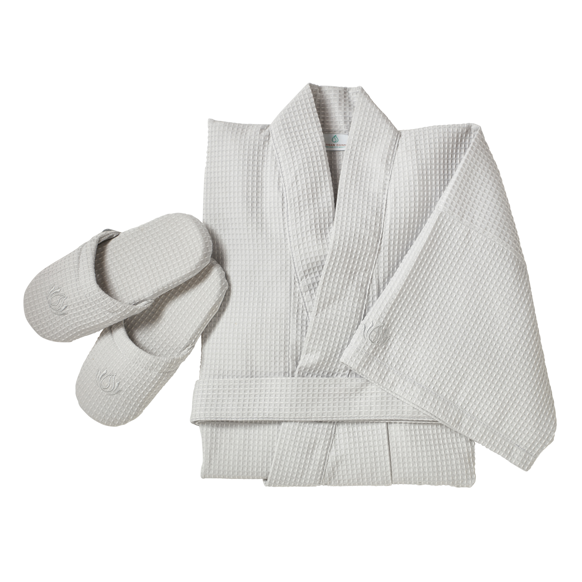 Signature 52" Waffle Japanese Kimono & Her Spa Slipper Set