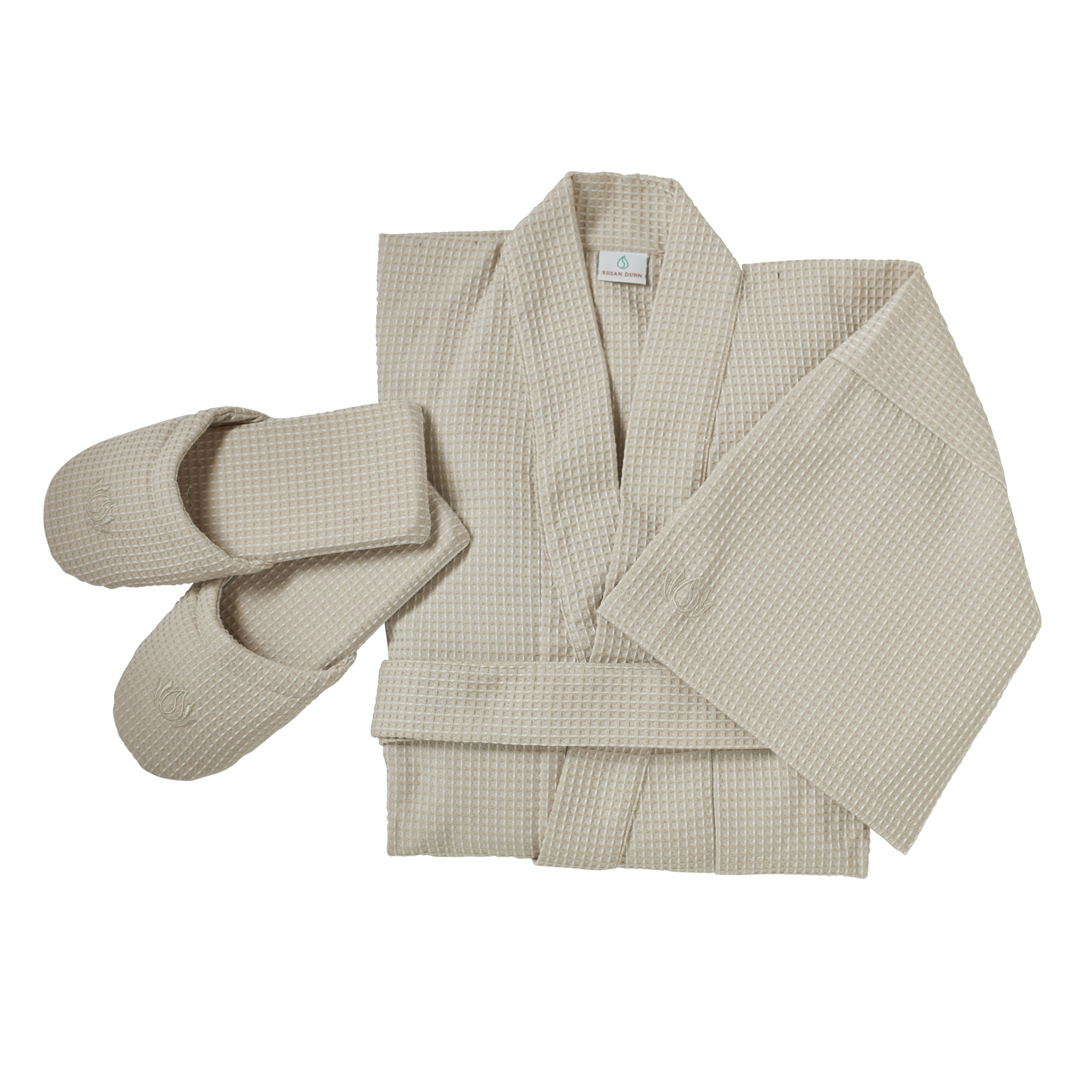 Signature 42" Waffle Japanese Kimono & His Waffle SPA Slipper Set